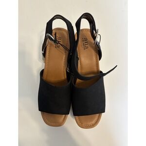 Ana‎ Laskie Black Wedge Sandals